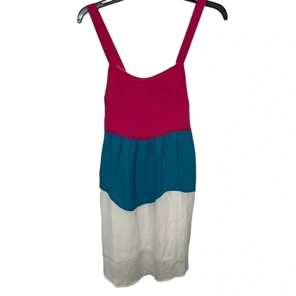 Women's Summer Sleeveless Color Block Dress - Picture 4 of 8